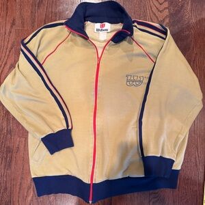 Vintage 1970s Wilson Men's Tan and Navy Jacket